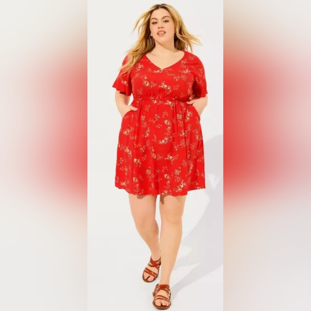 Torrid Red Floral Dress